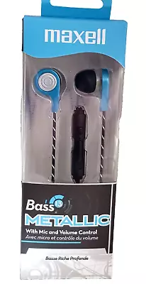 Maxell Bass 13 Metallic Earbuds With Mic & Volume Control Blue Deep Rich Bass  • $7.99