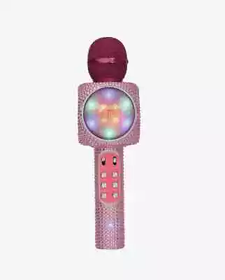 Wireless Bluetooth Stereo Bling Pink Karaoke Microphone & LED Light-up Speakers • $29.95