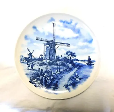 Vintage DELFT BLAUW WINDMILL Hand Decorated Plate Made In Holland • $11.95