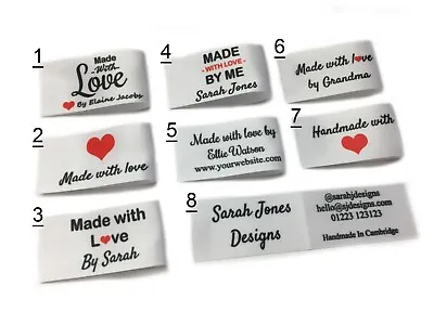 Cloth Labels Personalised Sew In Handmade Made With Love • £4.50