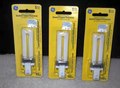 Lot 3 GE F5BX/SPX27/CD 5 Watt 2 Pin G23 Base Compact Fluorescent Light Bulbs • $8.99