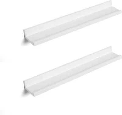 SONGMICS Floating Shelves Set Of 2 Wall Shelves Ledge With High Gloss Finish • £11.04