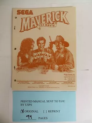 Sega Maverick The Movie Pinball Manual (94 Pages) • $30