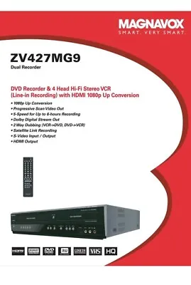 Magnavox ZV427MG9 Serviced DVD Recorder & VCR Remote 10 DvdRw Disc • $194