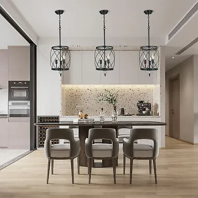 Adjustable Cylindrical Hanging Lighting 3-Lights Chandelier Foyer Pendant Light • $45.92