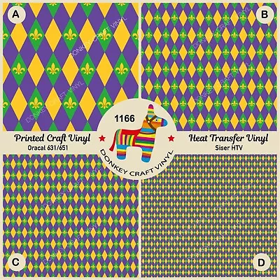 Mardi Gras Diamond Patterned HTV Iron On Printed Cricut Adhesive Vinyl 1166 • $2.30