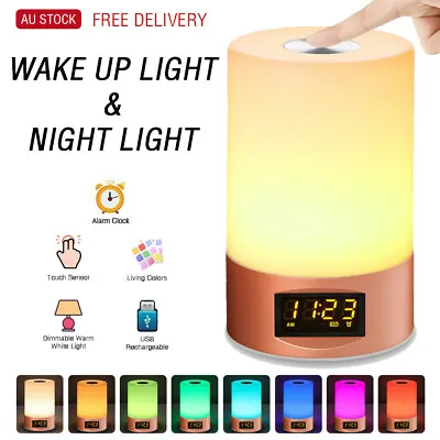 $32.95 • Buy Rechargeable  LED Night Light Wake-up Light Alarm Clock  LED Touch Sleeping Lamp