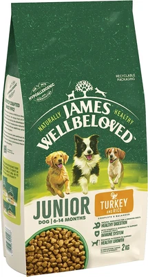 £13.98 • Buy James Wellbeloved Junior Turkey And Rice 2 Kg Bag, Hypoallergenic Dry Dog Food