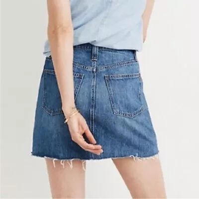 MADEWELL Jean Skirt Blue Denim Mini Women’s Size 26 Raw Hem • $15