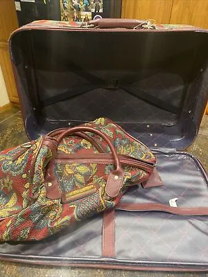 Vintage Members Only 13 X20  Floral Tapestry Suitcase & Matching Duffel Bag • £23.74