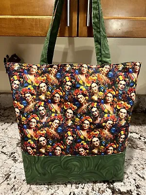 Custom Frida Kahlo Artist Cotton Machine Washable Reusable Pocket Purse Tote Bag • $34.95
