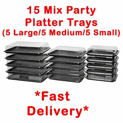 £32.99 • Buy 15X Mix Catering Sandwich Platters Trays With Lids For Party, Food Cakes Buffets