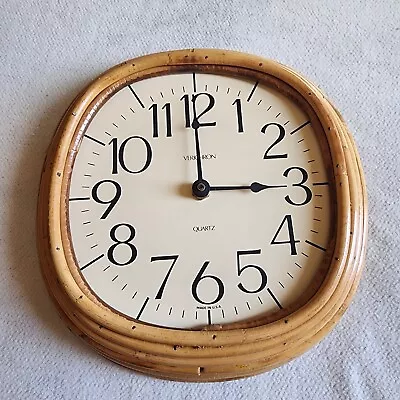 Vintage Verichron Stacked Bamboo Wall Clock Quartz Movement Made In USA- Tested • $30