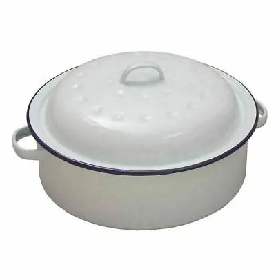 20cm Round Roaster Falcone Enamel Lid Veg Meat Tray Dish Bowl Kitchen Casserole • £100.28