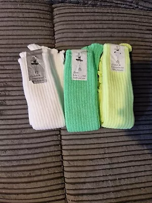 Brand New One Size 3x Pk Leg Warmers (Neon Yellow White & Bright Green) • £9.99