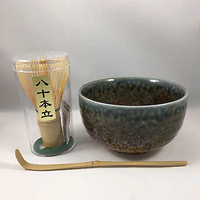 $28.95 • Buy Japanese Matcha Bowl Bamboo Whisk Chashaku Scoop Tea Ceremony Set Made In Japan