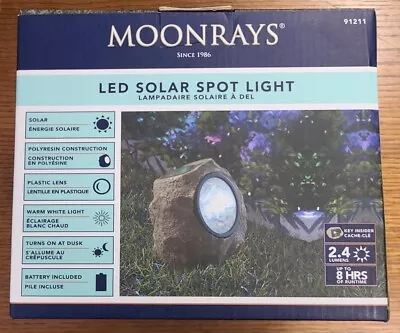 Moonrays LED Solar Spot Light ~ Outdoor Rock Style ~ 91211 • $9.99