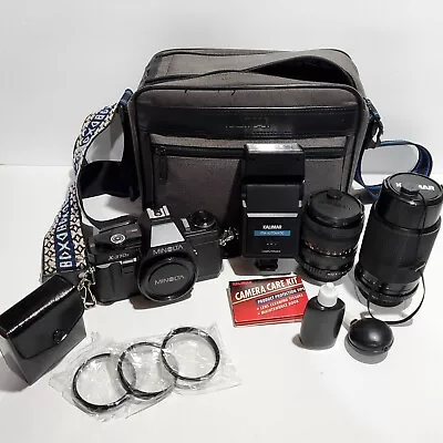 Minolta X-370s Camera 2 Kalimar Lens Flash Bag Photography Lot Bundle • $69.88