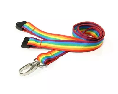 Rainbow Lanyard Neck Strap 15 Mm Width Supplied With Clear ID Card Holder • £2.45