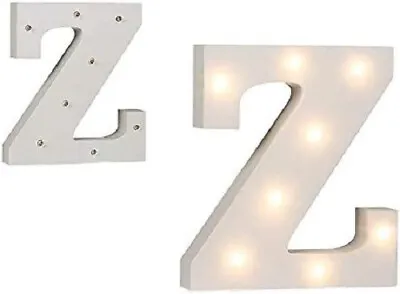 Decorative LED Illuminated Letter Z White Wooden Battery Powered 16cm Decoration • £7