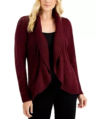 MSRP $26 Karen Scott Petite Turbo Cocoon Cardigan Merlot Red Size Petite Medium • $8.64