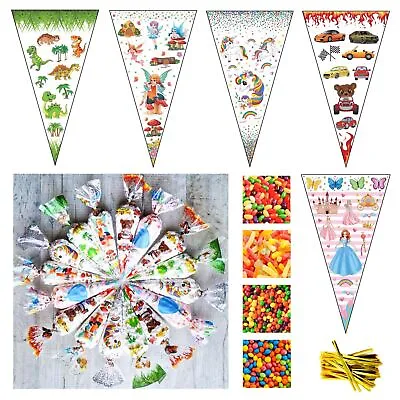Cone Sweet Bags 4 Pick And Mix Candy Sweetie Kids Party Large Cellophane Plastic • £2.84