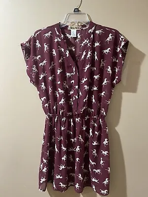 Mimi Chica Maroon Dress/Tunic With Horse Pattern Size M • $17.99