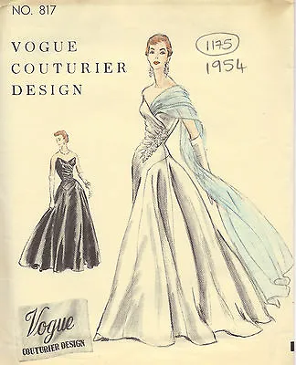 £19.99 • Buy 1954 Vintage VOGUE Sewing Pattern B32 DRESS EVENING GOWN (1175)