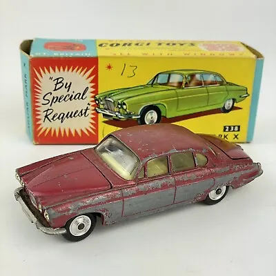 Vintage Boxed Corgi Toys No. 238 Jaguar Mark X Maroon Car Playworn • £59