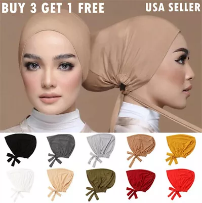 Adjustable Muslim Head Scarf Inner Hijab Caps Islamic Underscarf Ninja Scarf Hat • $6.99