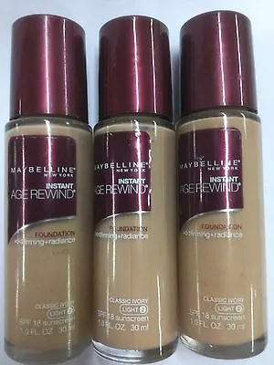 3 X Maybelline Instant Age Rewind Foundation CLASSIC IVORY (LIGHT-2) New • $59.46