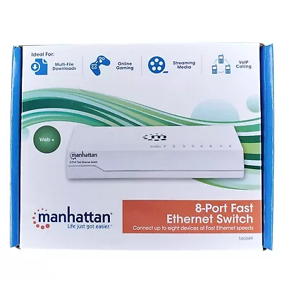 Manhattan 8 Port Fast Ethernet Switch 560689 Windows PC & Mac NEW • $14.97