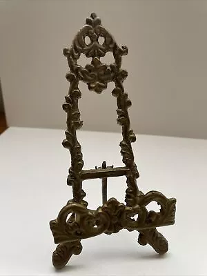 Vintage Ornate Metal Display Easel Table Top Picture Photo Book Stand Brass • $22