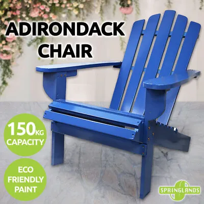 $118.15 • Buy Adirondack Chair Outdoor Furniture Garden Beach Deck Lounge Blue Wooden Patio