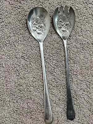 EPNS England Fruit Themed Salad Fork & Spoon Silver Plated • $9.99