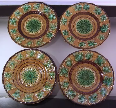 Antique Lot Of 4 Minton Majolica Green Leaf Plates 7.5  • $300