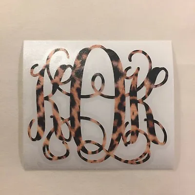 Real Leopard Print Vine Monogram Vinyl Decal Sticker For Yeti Tumbler IPhone • $6.99