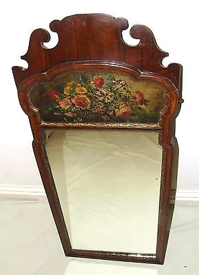 Antique Victorian Hand Painted Walnut Wall Mirror : Queen Ann Style (a66) • £295