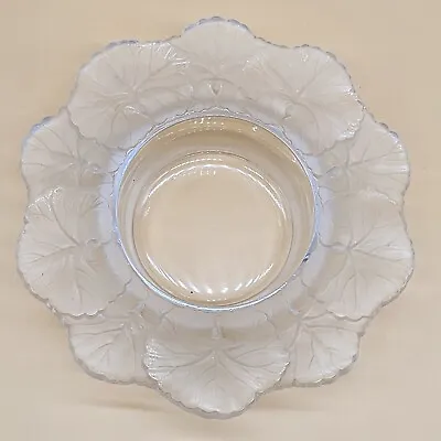 Vintage Lalique FRANCE Honfleur Geranium Leaf Edge Crystal Jewelry Dish Bowl • $99.95