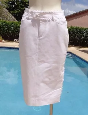 ZANG TOI WHITE COTTON LACE TRIM POCKET SUMMER SKIRT Sz 8  • $199.99