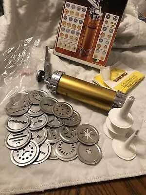 Marcato Atlas Vintage Biscuits Cookie Press 4 Tips And 20 Discs. Made In Italy. • $45