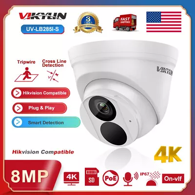 Hikvision Compatible 0nvf 4K 8MP Network IP Camera MIC Outdoor 3-Axis 2.8mm • $62.91