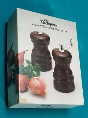 Vintage Wood Salt Pepper Mill Shaker Set Olde Thompson--LIFETIME GUARANTEE READ! • $14.99