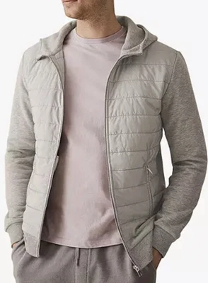 £27 • Buy Reiss ‘Hamish’ Full Zip Quilted Hybrid Hooded Jacket Grey Size Large