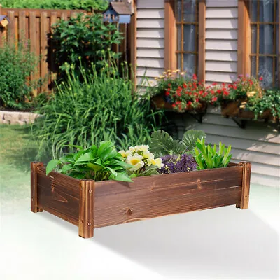 £22.99 • Buy Raised Wooden Vegetable Bed Planter Trough Garden Planter Flower Bed Plant Pot