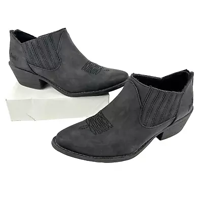 Blowfish Malibu Womens Vegan Ankle Booties Size 8.5 Black Western Cowboy Boots • $19.95