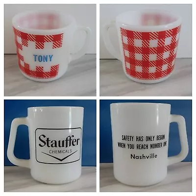 FEDERAL MILK GLASS SELECT Nashville Stauffer Chemicals Or Plaid Gingham TONI • $17.80