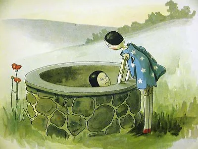 Florence Upton CHILD HELPING DOLL OUT Of WELL 1901 Lithograph Art Matted • $32