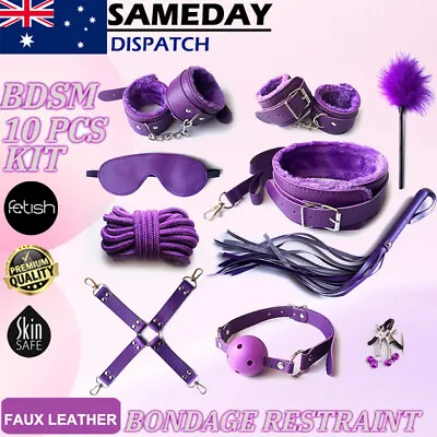 BDSM Bondage Kit Furry Collar Handcuffs Ankle Fetish Restraint Adult Sex Toy • $23.95