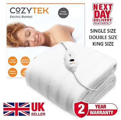 Electric Blanket Heated Under Blanket 3 Heat Settings Single Double King Size • £12.99